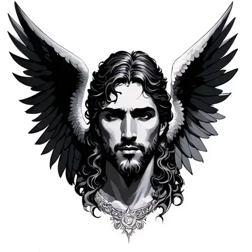 Men Angel Face And Wings