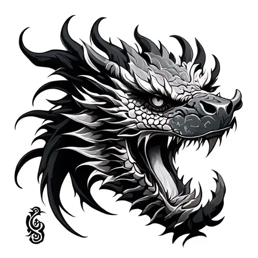 Flash Tattoo Karma With Dragon Head