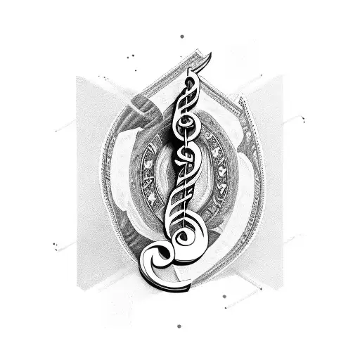 A Stack Of Money Intertwined With Musical Instruments