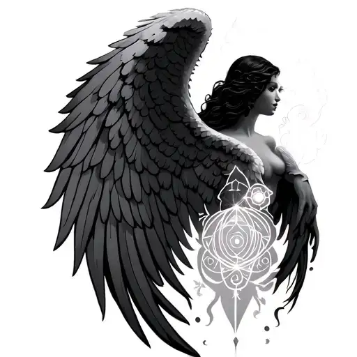 Angel Wings With Chakra Symbols