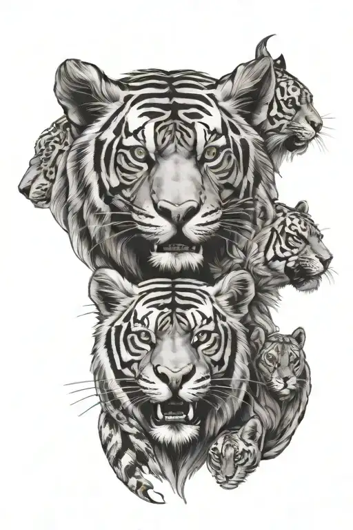 Animal Heads Of Elephant Wolf Tiger Snake Bear Panther Monkey