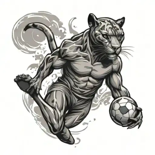 Panther Human Hybrid Soccer Player Kicking