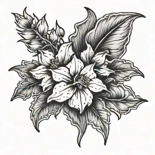 Larkspur Flower Tattoo With Dog Paw Print Surrounded