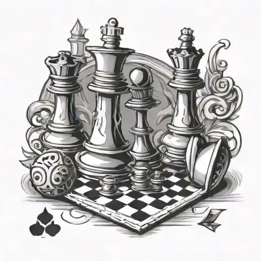 Chess Pieces And Playing Cards