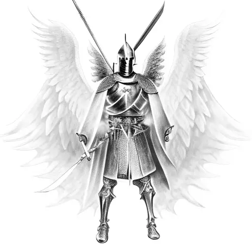 Knight With Angel Wings On The Other Side Is The Winged Reaper Of Satan