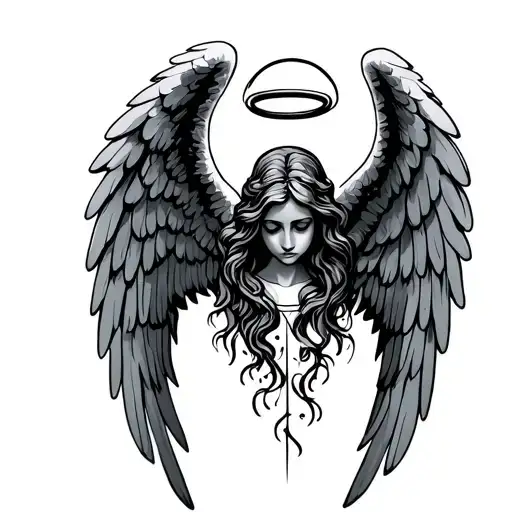 Tattoo Memorial With Angel Wings And Halo