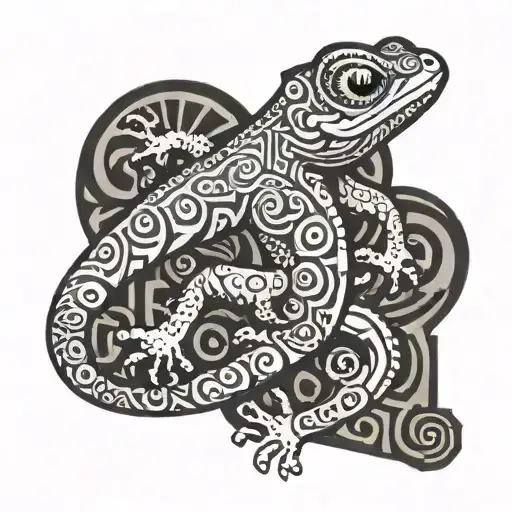 Small Gecko In Aztec Style With The Naem Chacon