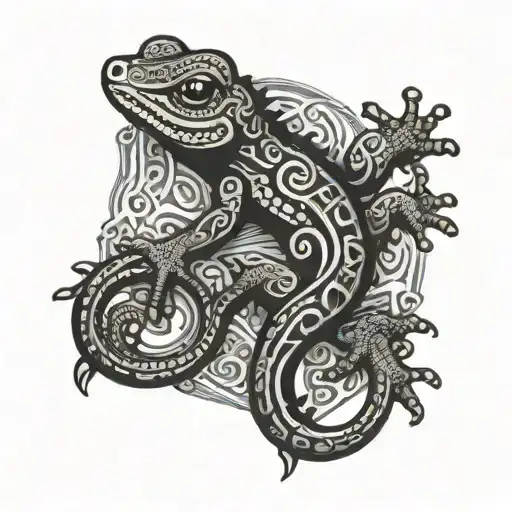 Small Gecko In Aztec Style