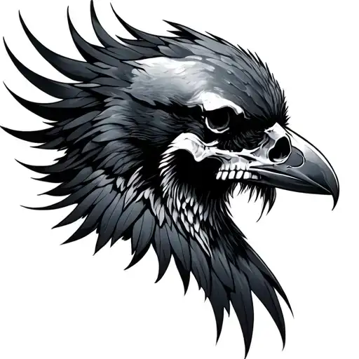 Raven With Skull