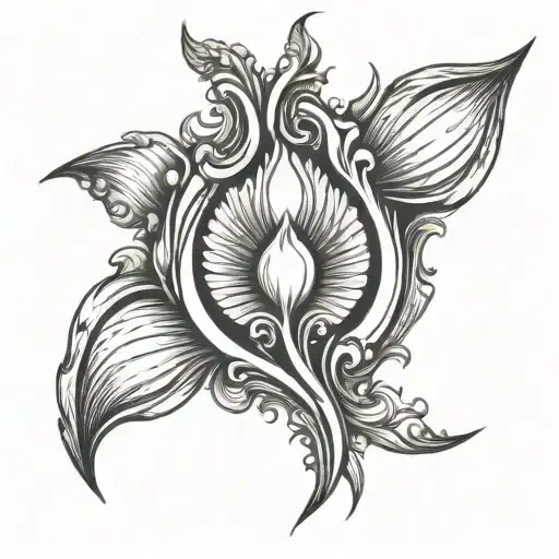 Black And White Tattoo Of Open Vagina With Labia Minora And Clitoris Close Up