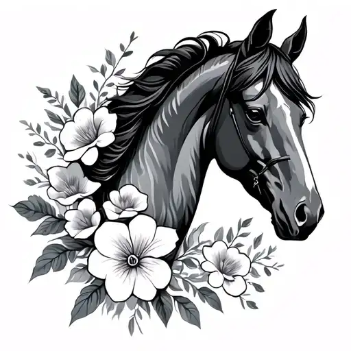 Horse And Flower Intertwined