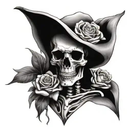 Full Skeleton With Roses And Lillie's Of The Valley