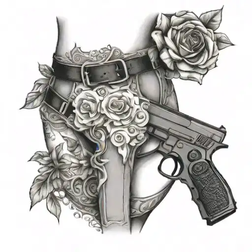 Wedding Girdle On Inner Thigh With A Gun Tucked Into The Girdle