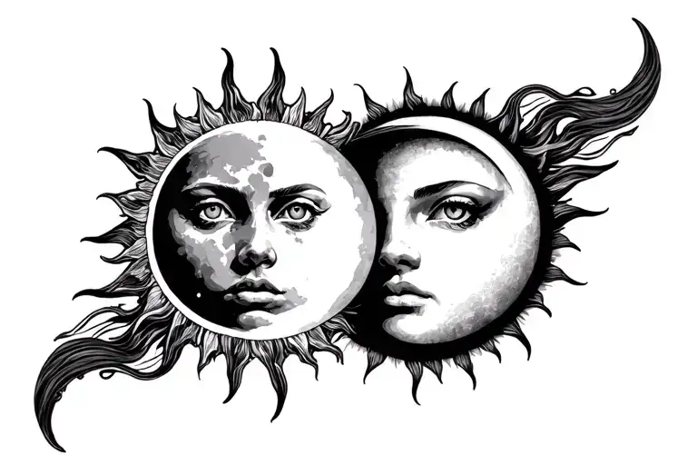 Sun And Moon Merging Together