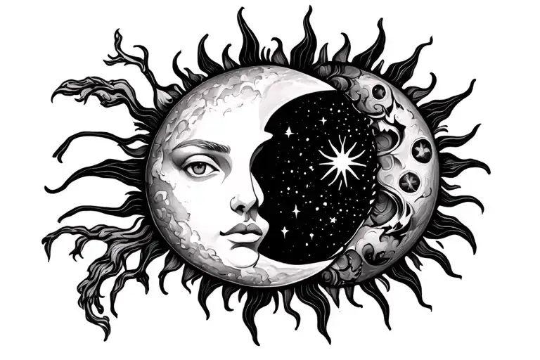 Sun And Moon Outline