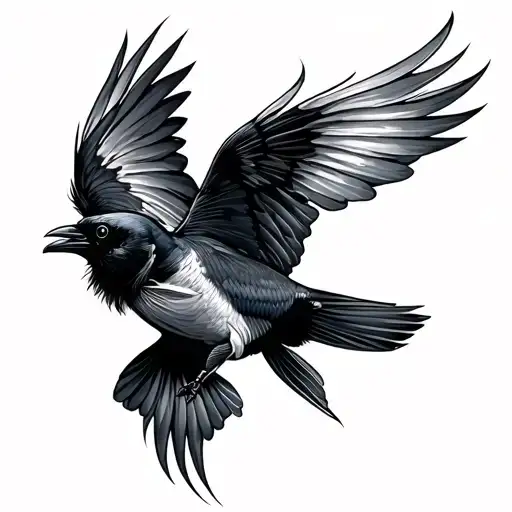 Fish And Crow Flying