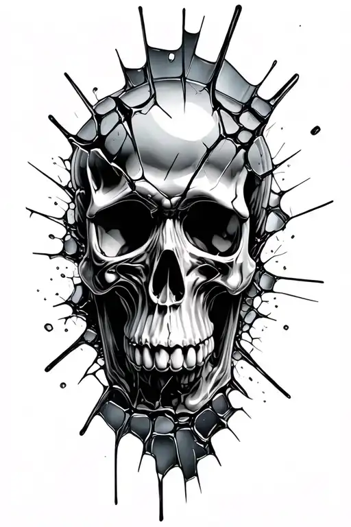 Glass Shattered Skull Scattered Throughout Reflecting