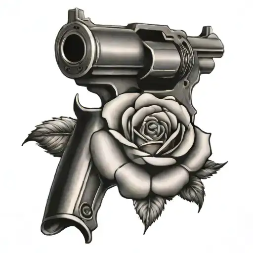 A Gun With A Rose In It