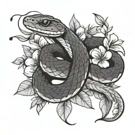Snake With Flowers