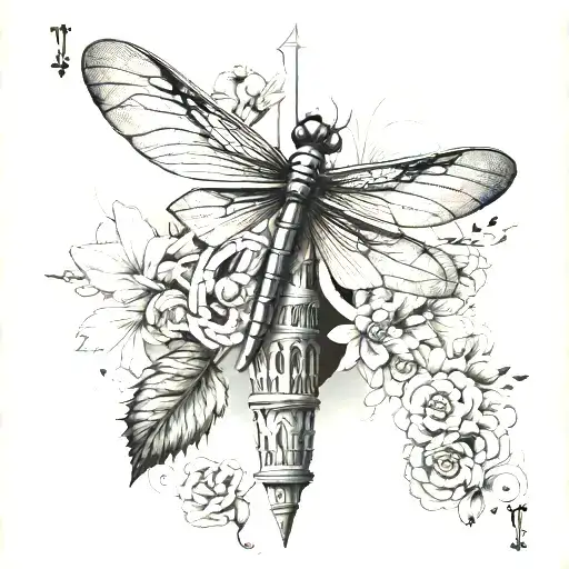 The Tower Tarot Card Featuring A Dragonfly