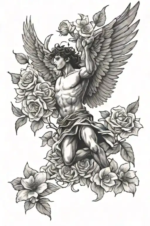 Icarus Falling With Flowers