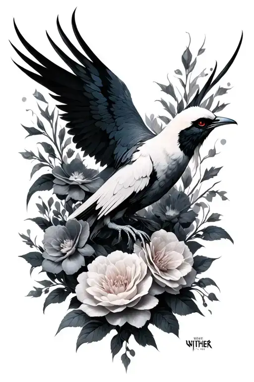 Lucifer Painting - Witcher 3- Bird Rising- Flowers