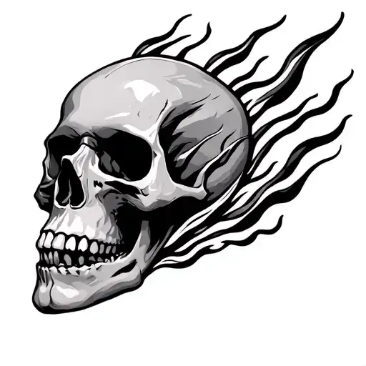 Skull With Fire Trail