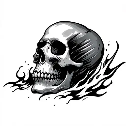 Skull With Fire Trail