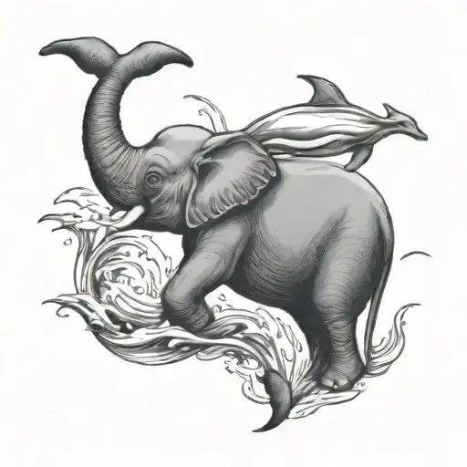 Elephant And Dolphin Jumping