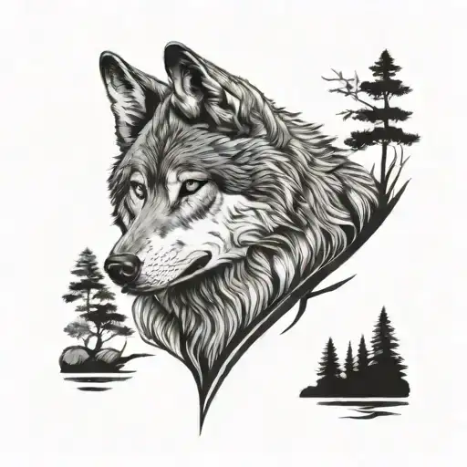 Wolf In Nature Scene