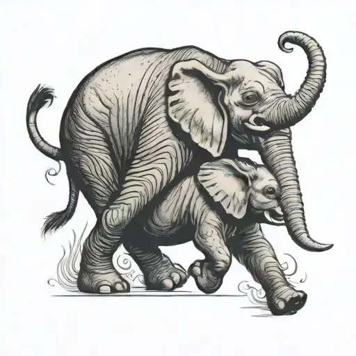 Elephant And Skunk Playing