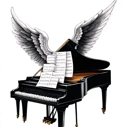 Piano Keys Morph Into Angel Wings With Sheet Music