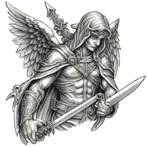 Angel Hood Holding Sword