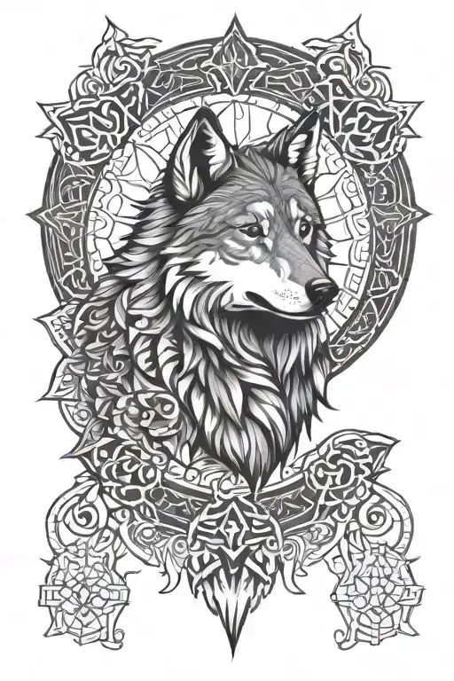 Asanoha Wolf Mandala Design Incorporating