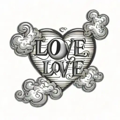 Clouds Surrounding Word 'Love' Incorporated