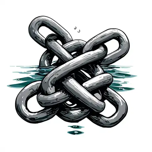Small Naval Chain With Five Links Surrounded By Water