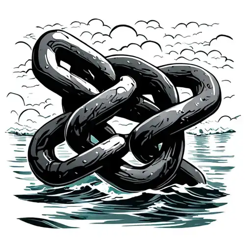 Small Naval Chain With Five Links Surrounded By Water Mathe The Chain Vertical