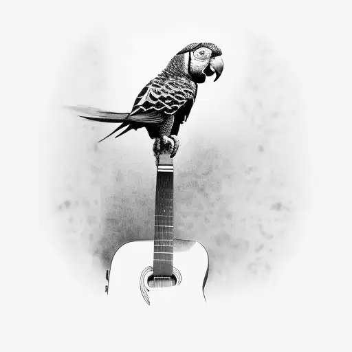 A Parrot Perched On A Guitar