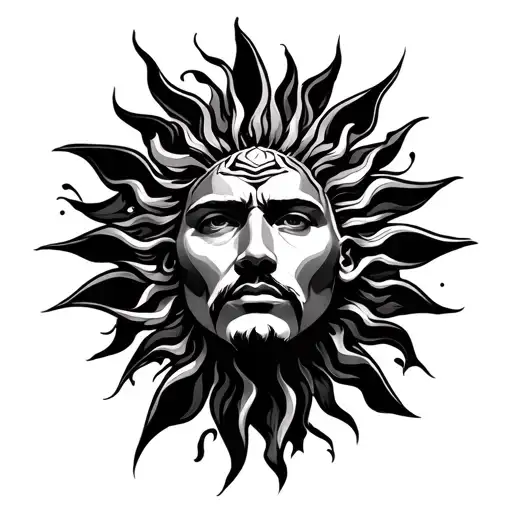 Sun Man Face Tattoo Design Fraktal
