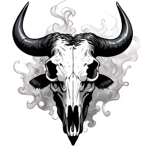 Buffalo Skull Wih Smoke