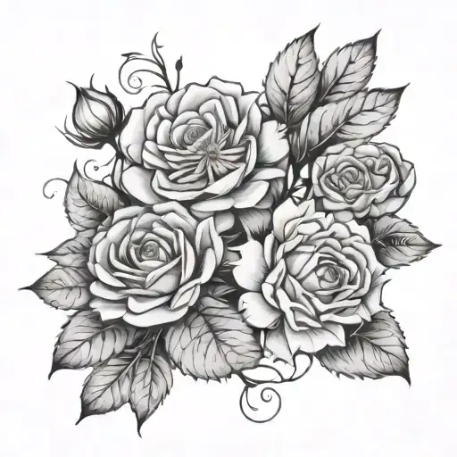 Dandelions And Rose Intertwined