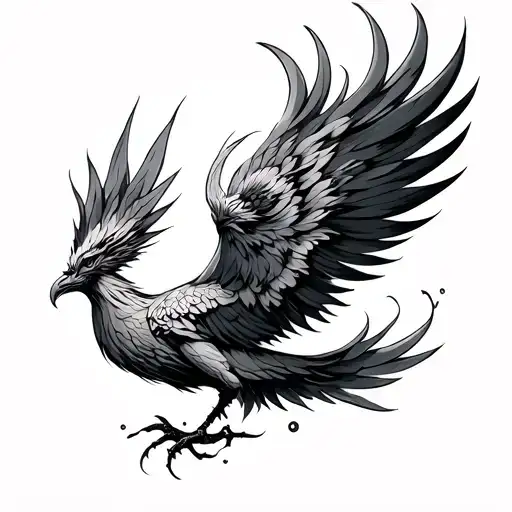 Minimal Phoenix Tattoo Design