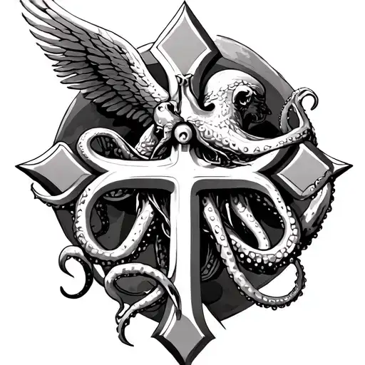 Octapus And Cross And Apollon The God Symbol In Alchemy
