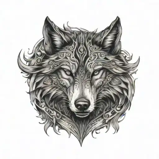 Intense Wolf Tattoo For Neck