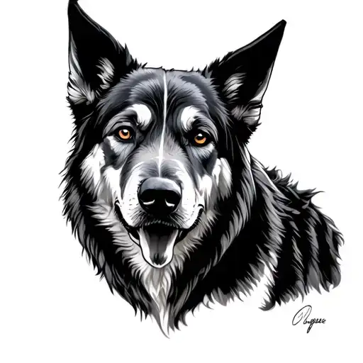 Front View Of An Celtic Wolf Hound Dog In Black Grey