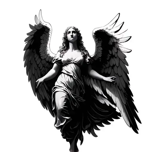 Angel With Wings Spread Wide Open