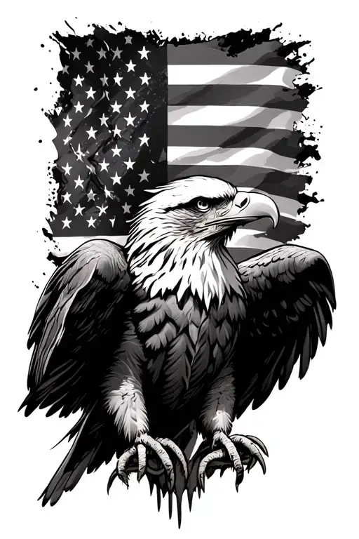 Eagle And American Flag Downward Spiral