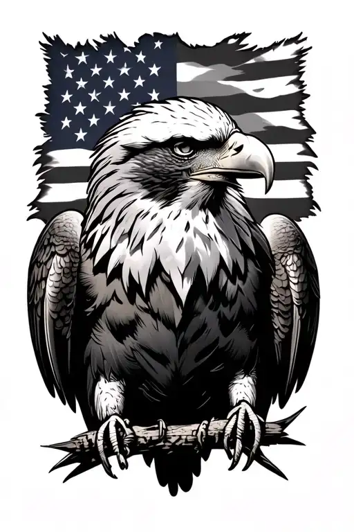Eagle And American Flag