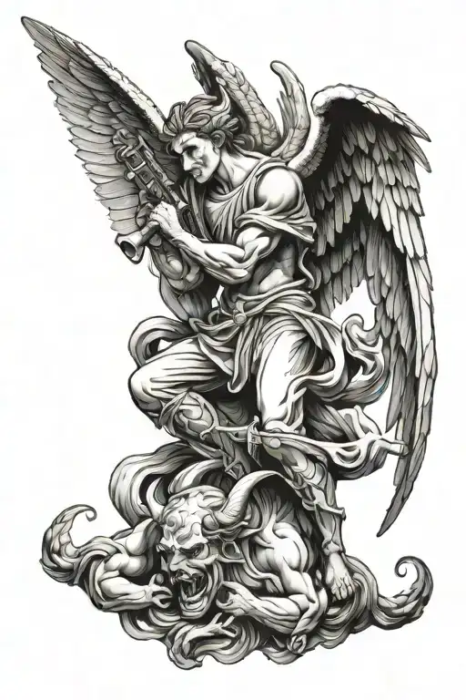 Angel Shooting A Devil