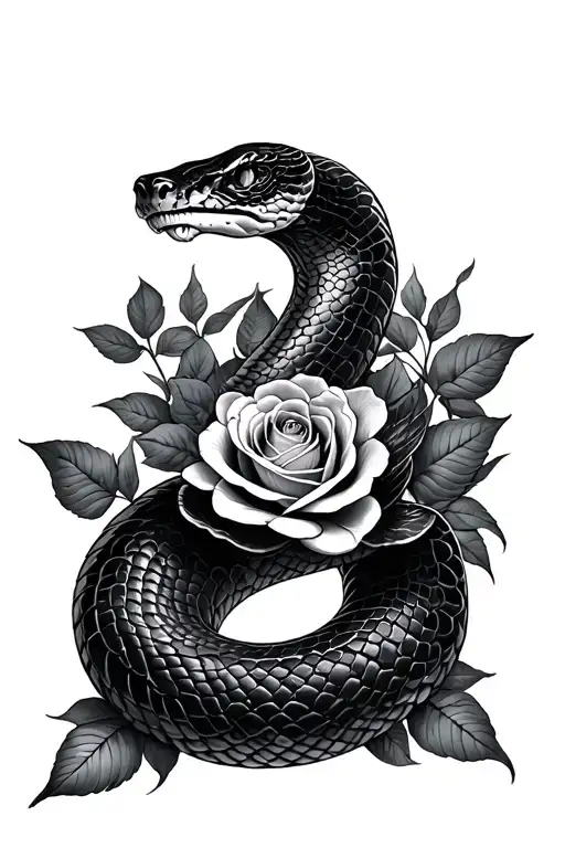 Snake With Roses Intertwined